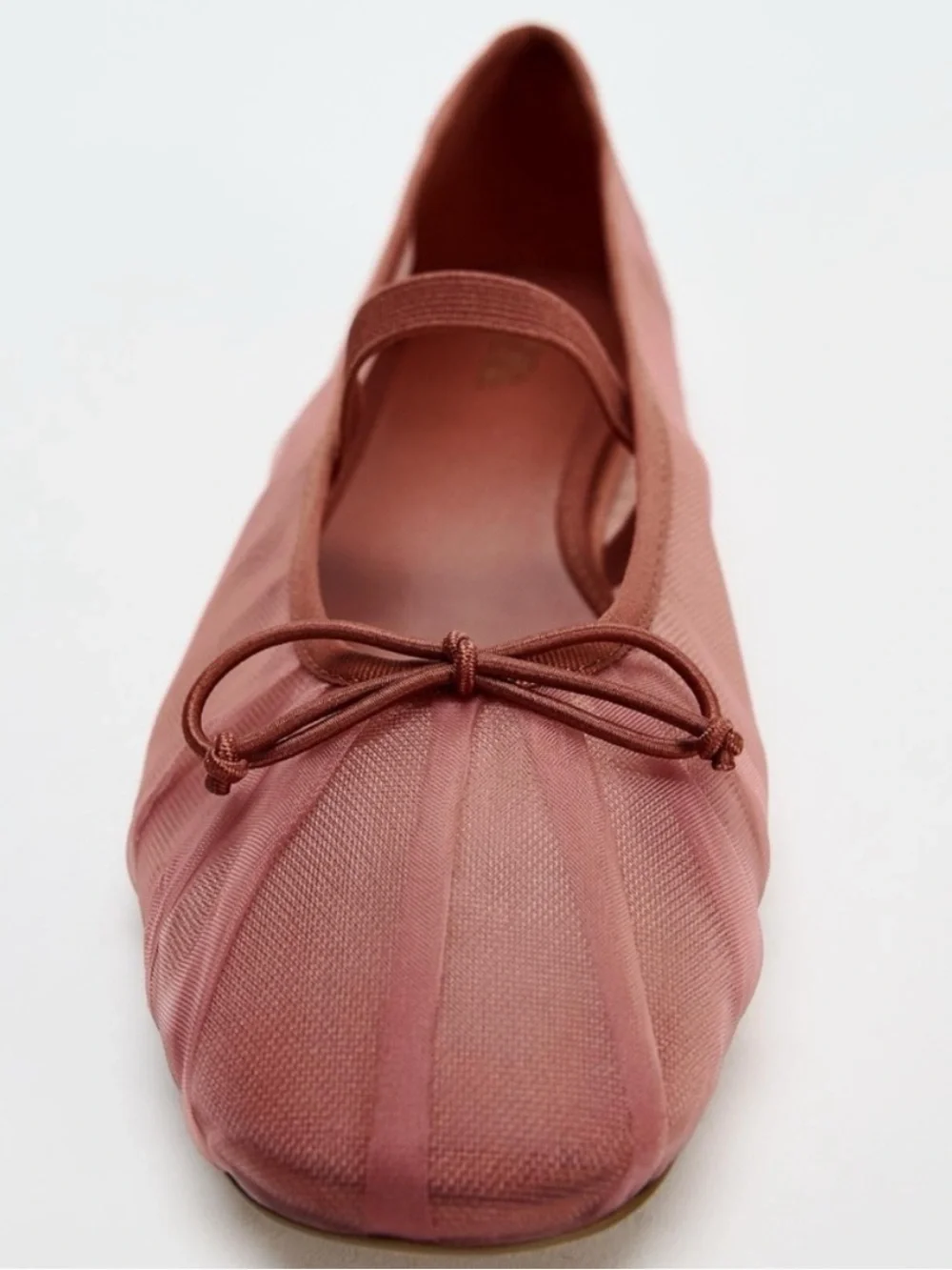 Zara Salmon Mesh Bow Ballet Flats